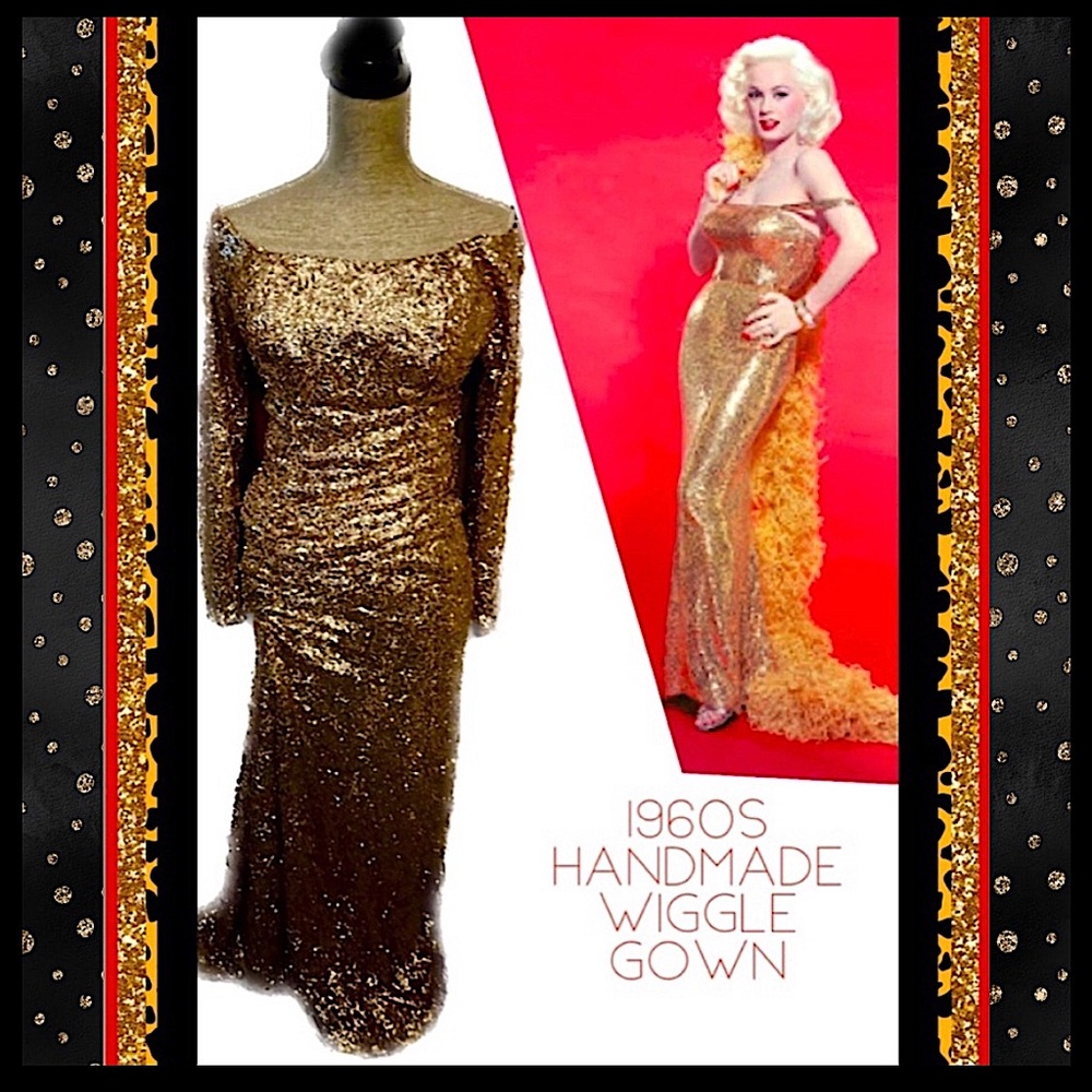 1960s handmade vintage wiggle gown M